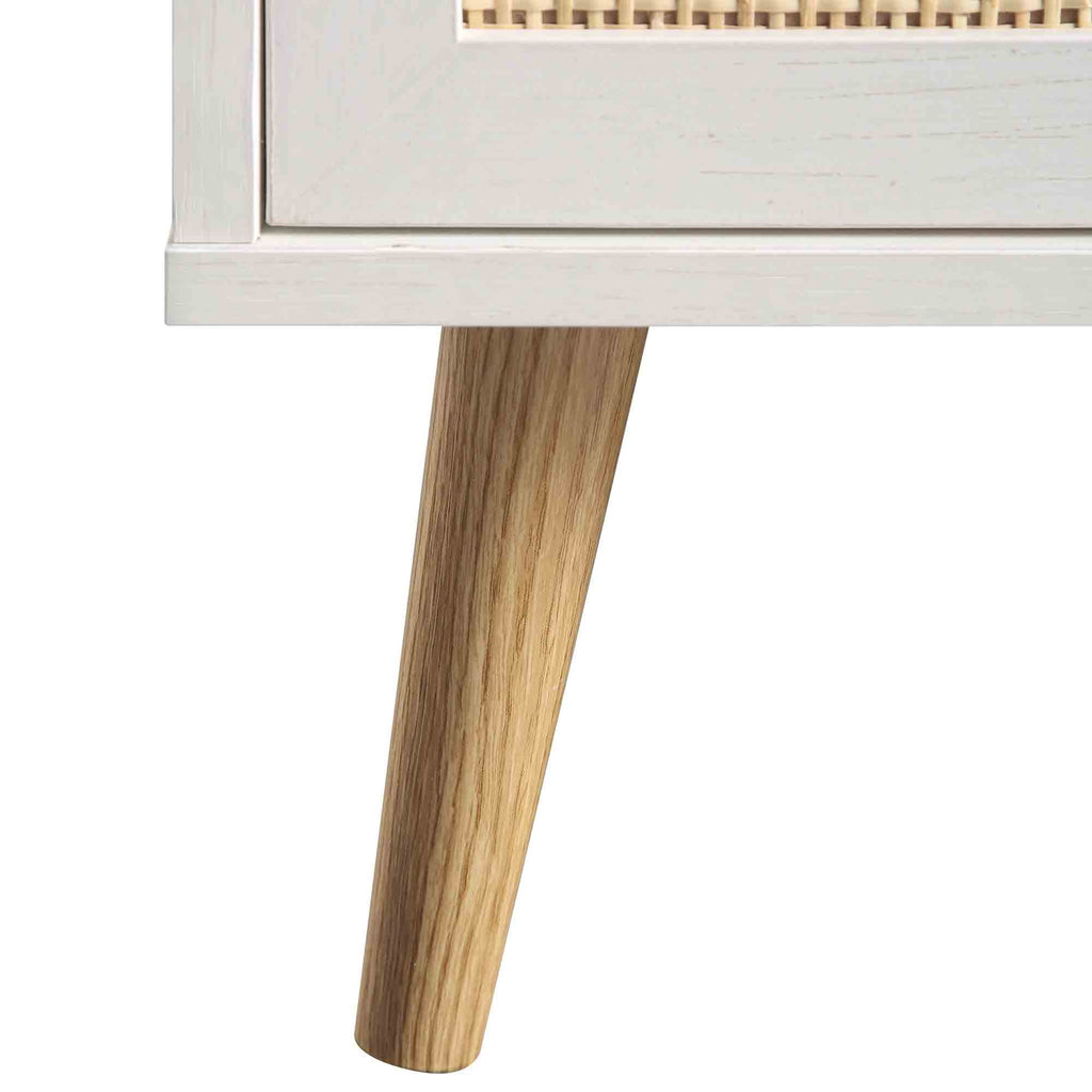 Frances Woven Rattan Kitchen Cabinet, White