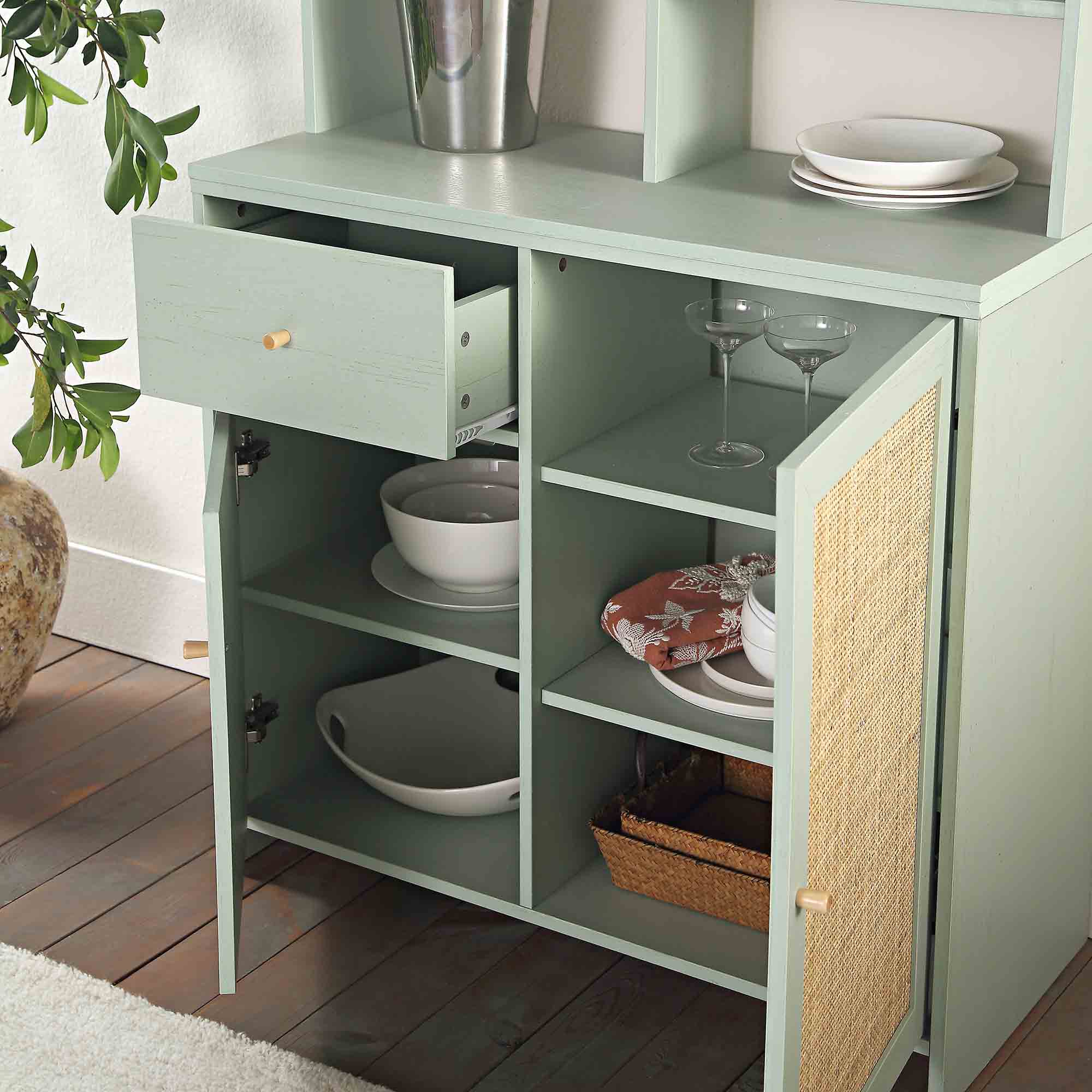 Frances Woven Rattan Dresser, Mint