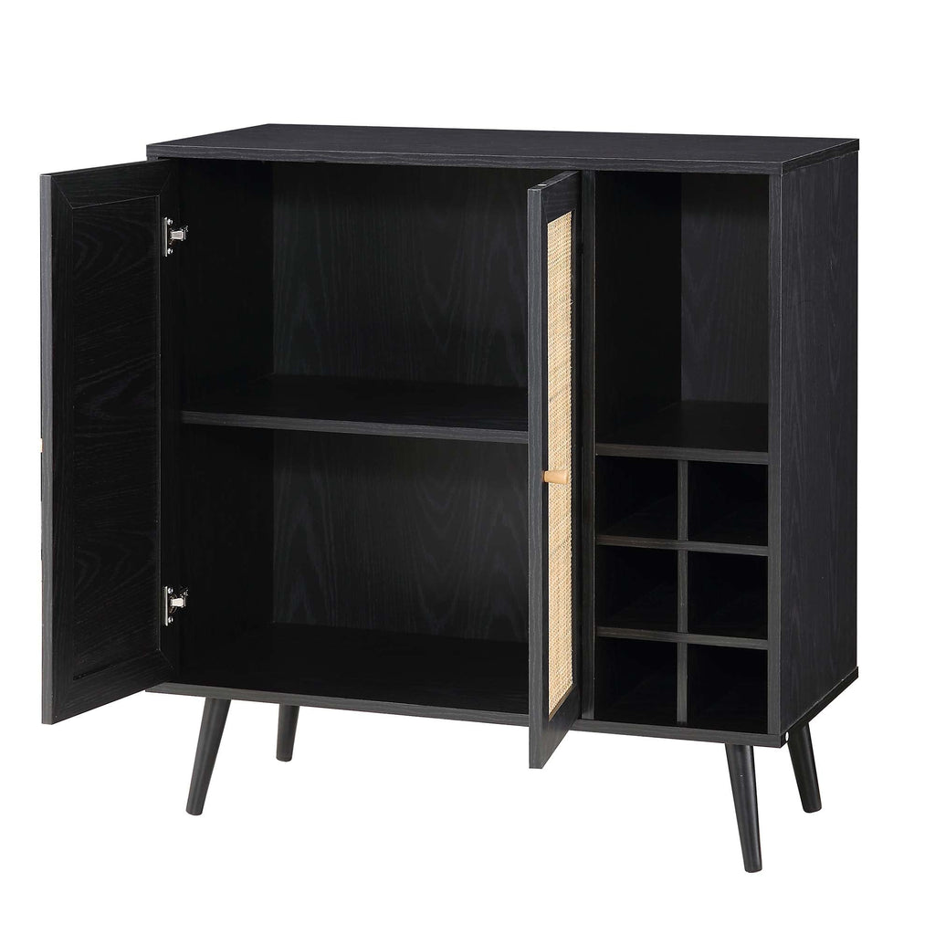 Frances Woven Rattan Drinks Cabinet, Black