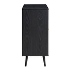 Frances Woven Rattan Drinks Cabinet, Black