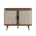 Izzy Curved Rattan 2-Door Small Sideboard, Walnut