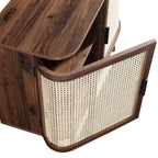 Izzy Curved Rattan 2-Door Small Sideboard, Walnut