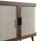 Izzy Curved Rattan 2-Door Small Sideboard, Walnut