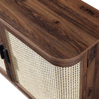 Izzy Curved Rattan 2-Door Small Sideboard, Walnut