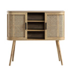 Izzy Curved Rattan 2-Door Buffet Sideboard, Natural
