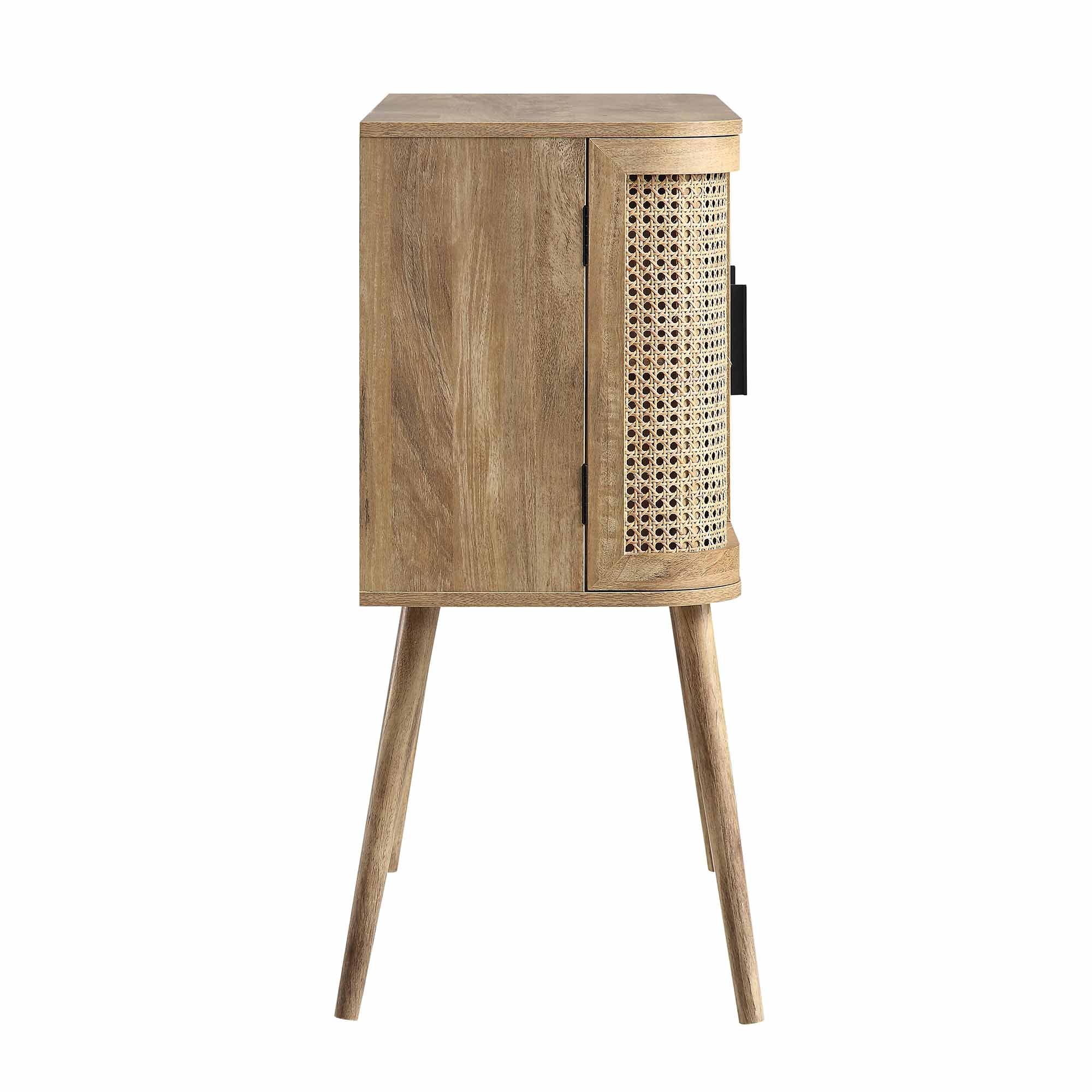 Izzy Curved Rattan 2-Door Buffet Sideboard, Natural