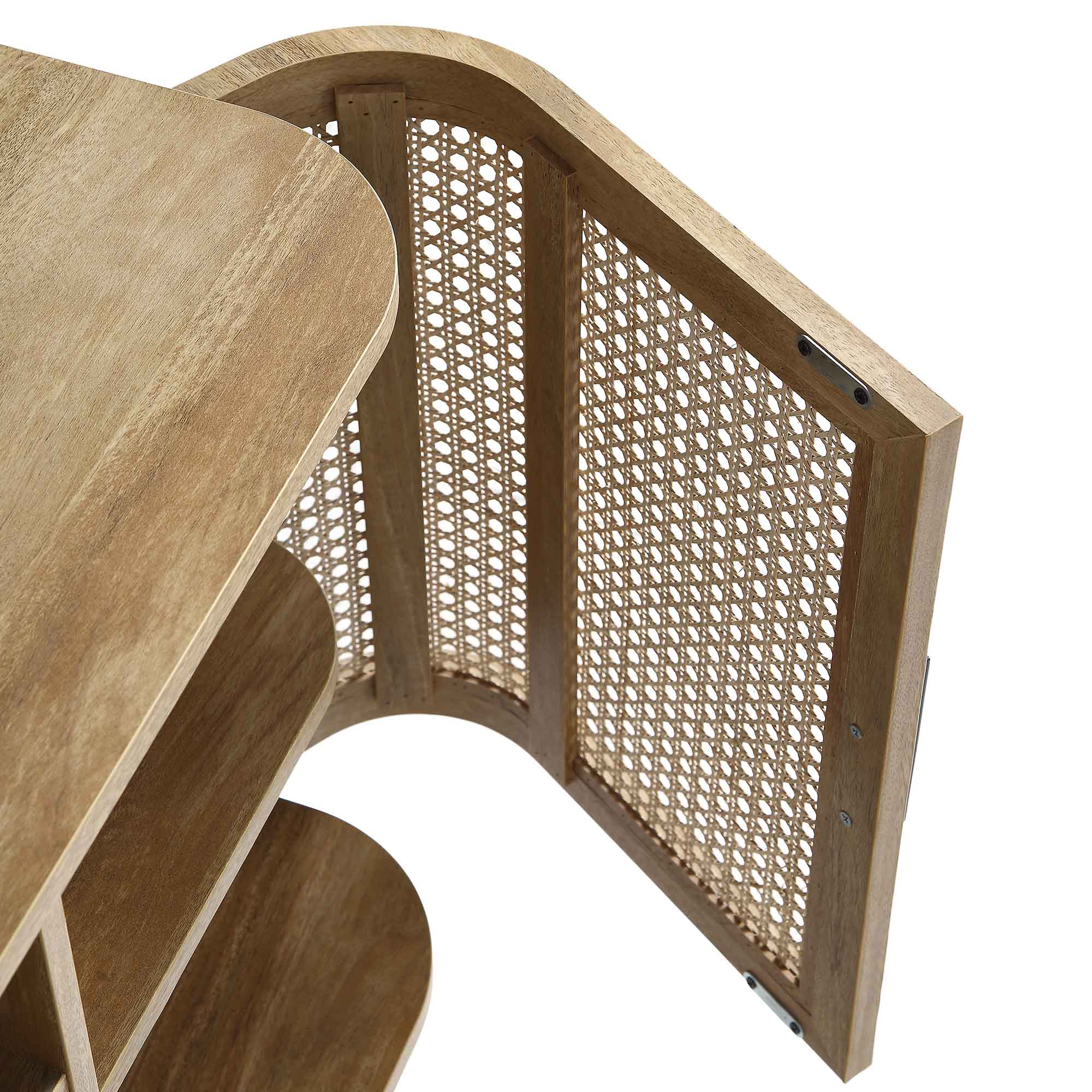 Izzy Curved Rattan 2-Door Buffet Sideboard, Natural