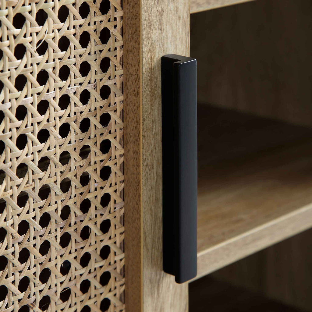 Izzy Curved Rattan 2-Door Buffet Sideboard, Natural