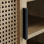 Izzy Curved Rattan 2-Door Buffet Sideboard, Natural