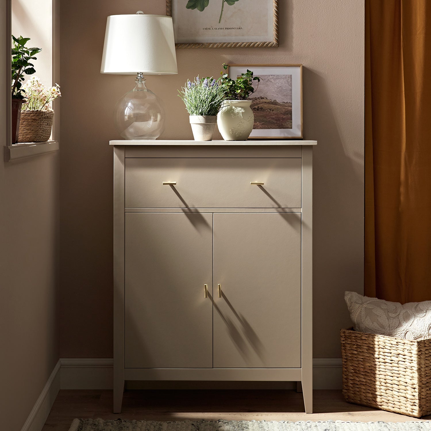 Oakham Small Sideboard with Drawer, Deep Greige
