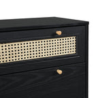 Anya Woven Rattan Chest of 3 Drawer in Black Colour