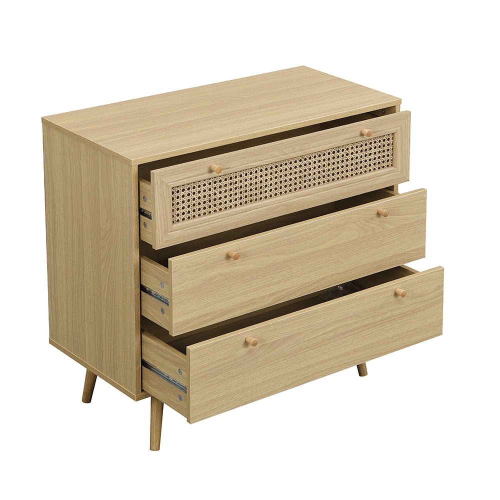 Anya Woven Rattan Chest of 3 Drawer in Natural Colour