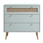 Anya Woven Rattan Chest of 3 Drawer in Mint Colour