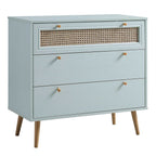 Anya Woven Rattan Chest of 3 Drawer in Mint Colour