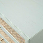 Frances Woven Rattan Tall Chest of 4 Drawers, Mint