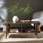 Izzy Curved Rattan Coffee Table, Walnut