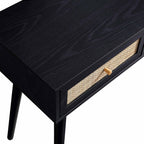 Frances Woven Rattan Dressing Table with Mirror, Black