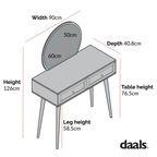 Frances Woven Rattan Dressing Table with Mirror, Black