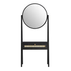 Frances Woven Rattan Standing Dressing Table with Mirror, Black