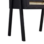 Frances Woven Rattan Standing Dressing Table with Mirror, Black