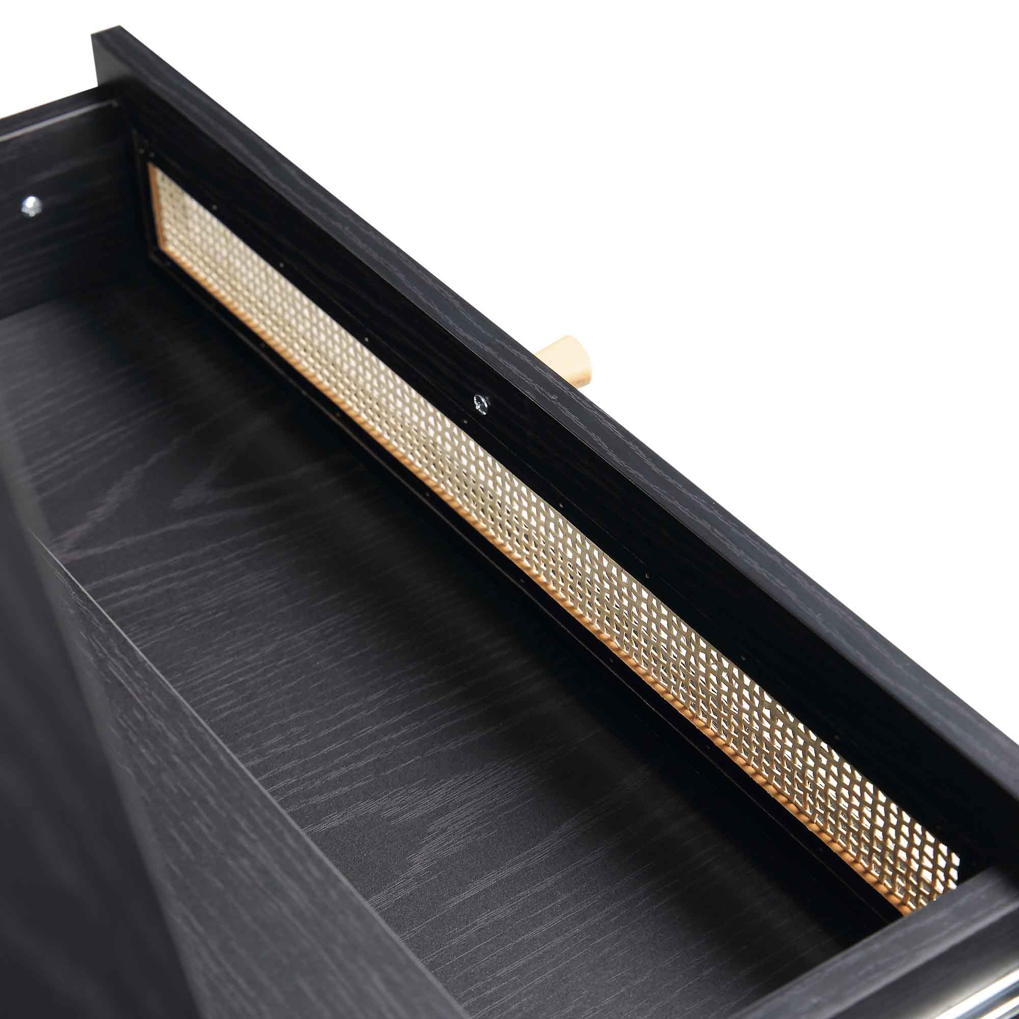 Frances Woven Rattan Standing Dressing Table with Mirror, Black