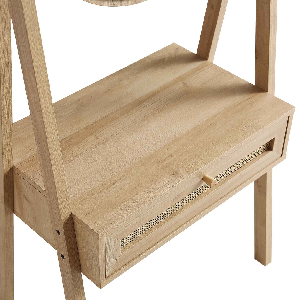 Frances Woven Rattan Standing Dressing Table with Mirror, Natural