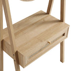 Frances Woven Rattan Standing Dressing Table with Mirror, Natural