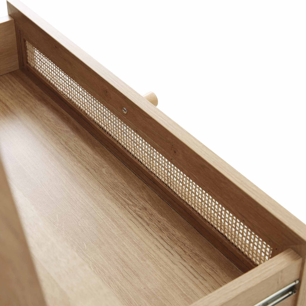 Frances Woven Rattan Standing Dressing Table with Mirror, Natural