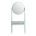 Frances Woven Rattan Standing Dressing Table with Mirror, Mint