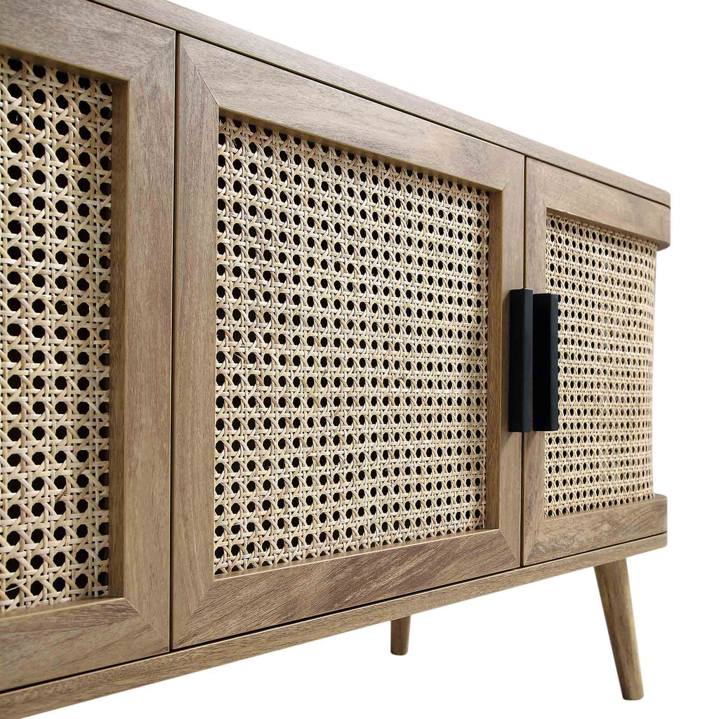 Izzy Curved Rattan 160cm Wide TV Unit, Natural