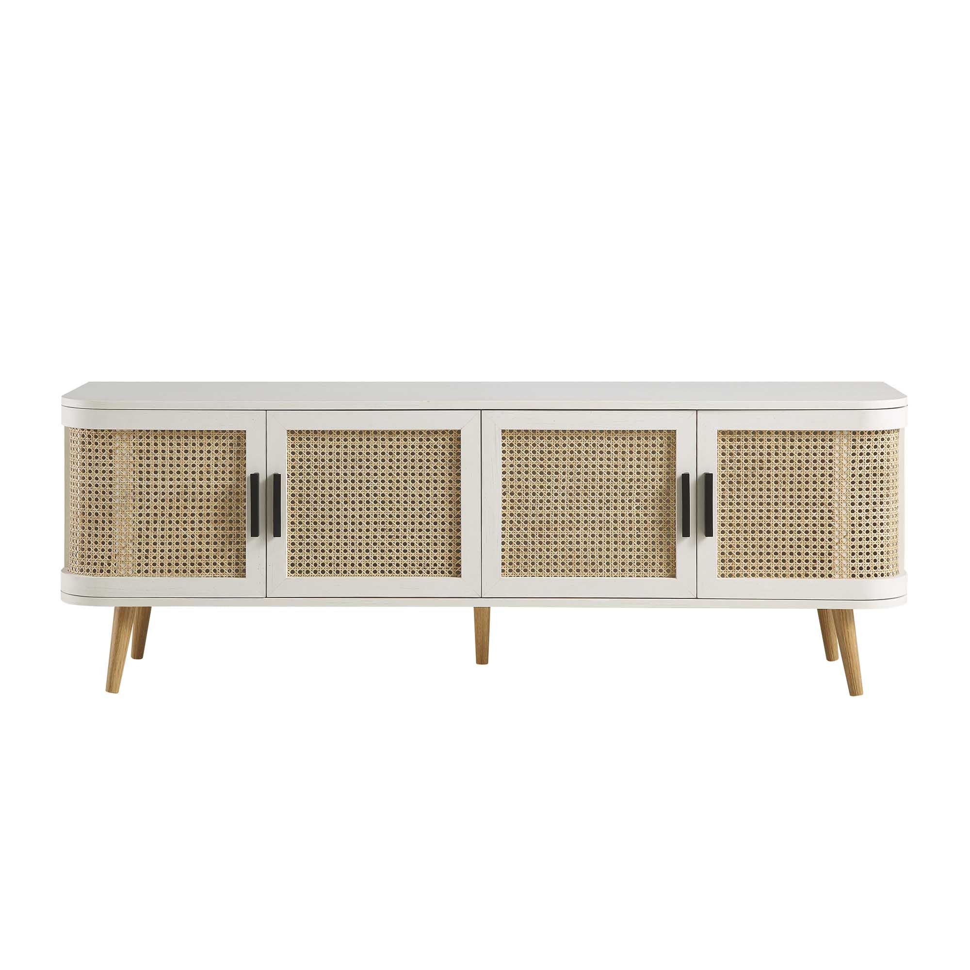 Izzy Curved Rattan 160cm Wide TV Unit, White