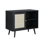 Frances Woven Rattan 1-Door Cabinet in Black