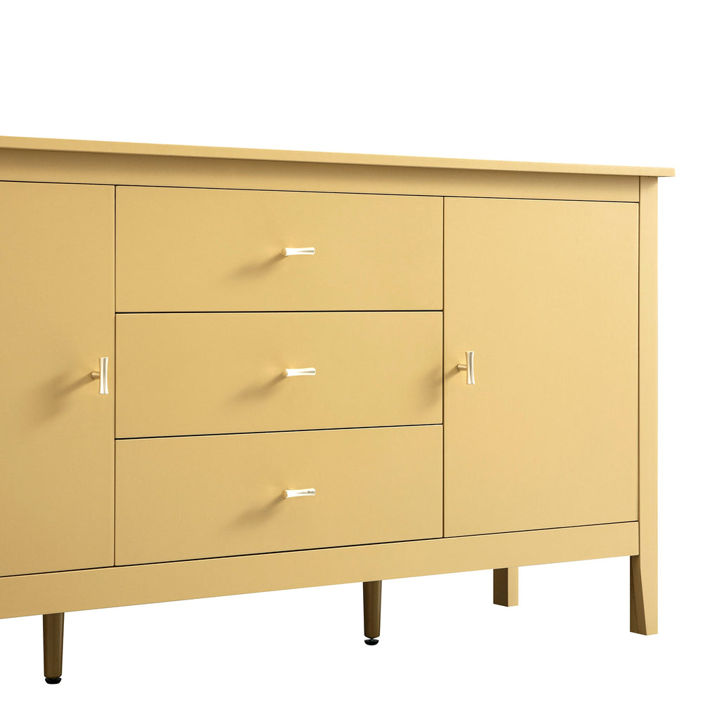 Oakham Wide Sideboard with Drawers, Rattan Yellow