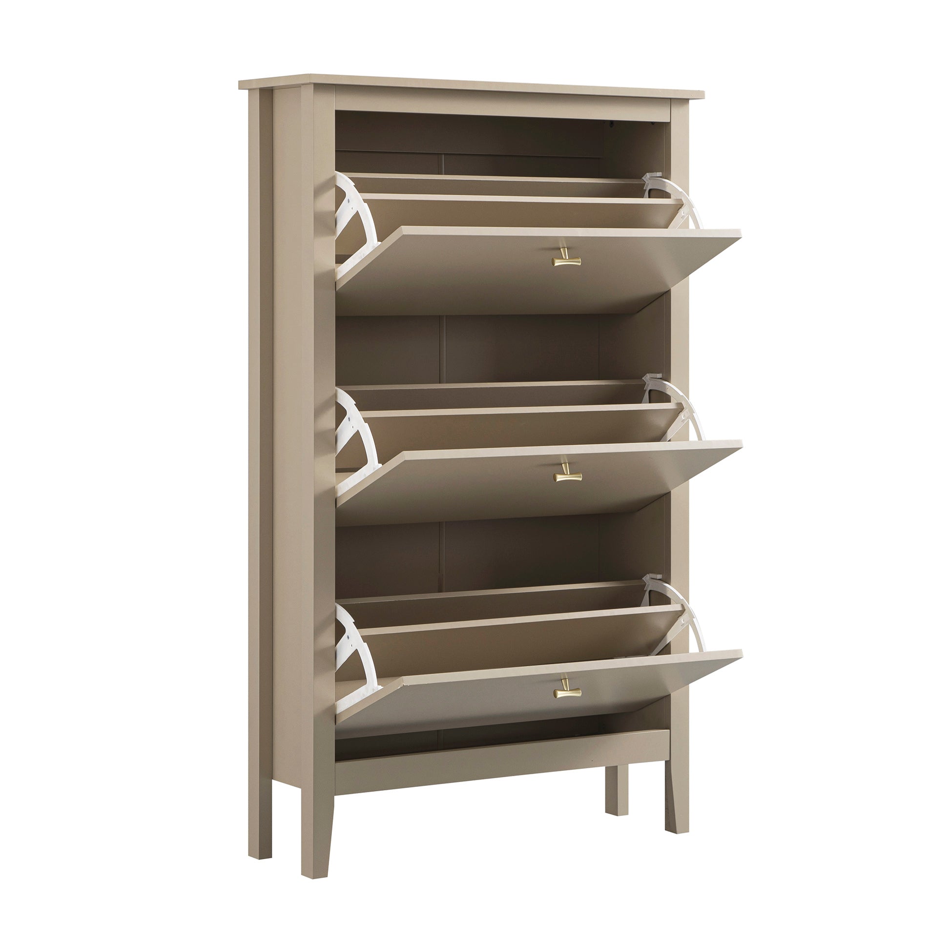 Oakham 3-Tier Shoe Cabinet, Deep Greige
