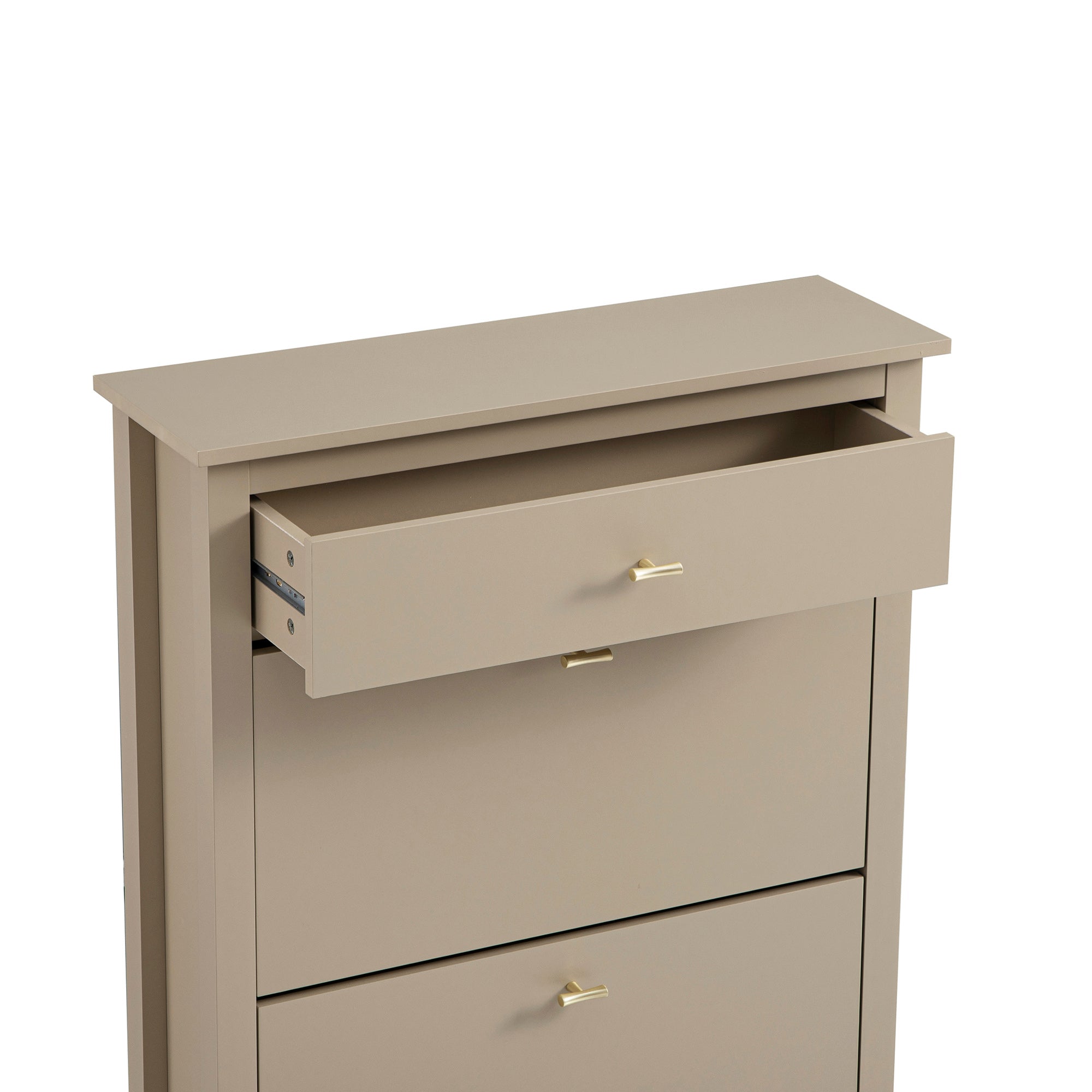 Oakham 2-Tier Shoe Cabinet with Top Drawer, Deep Greige