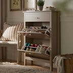 Oakham 2-Tier Shoe Cabinet with Top Drawer, Deep Greige