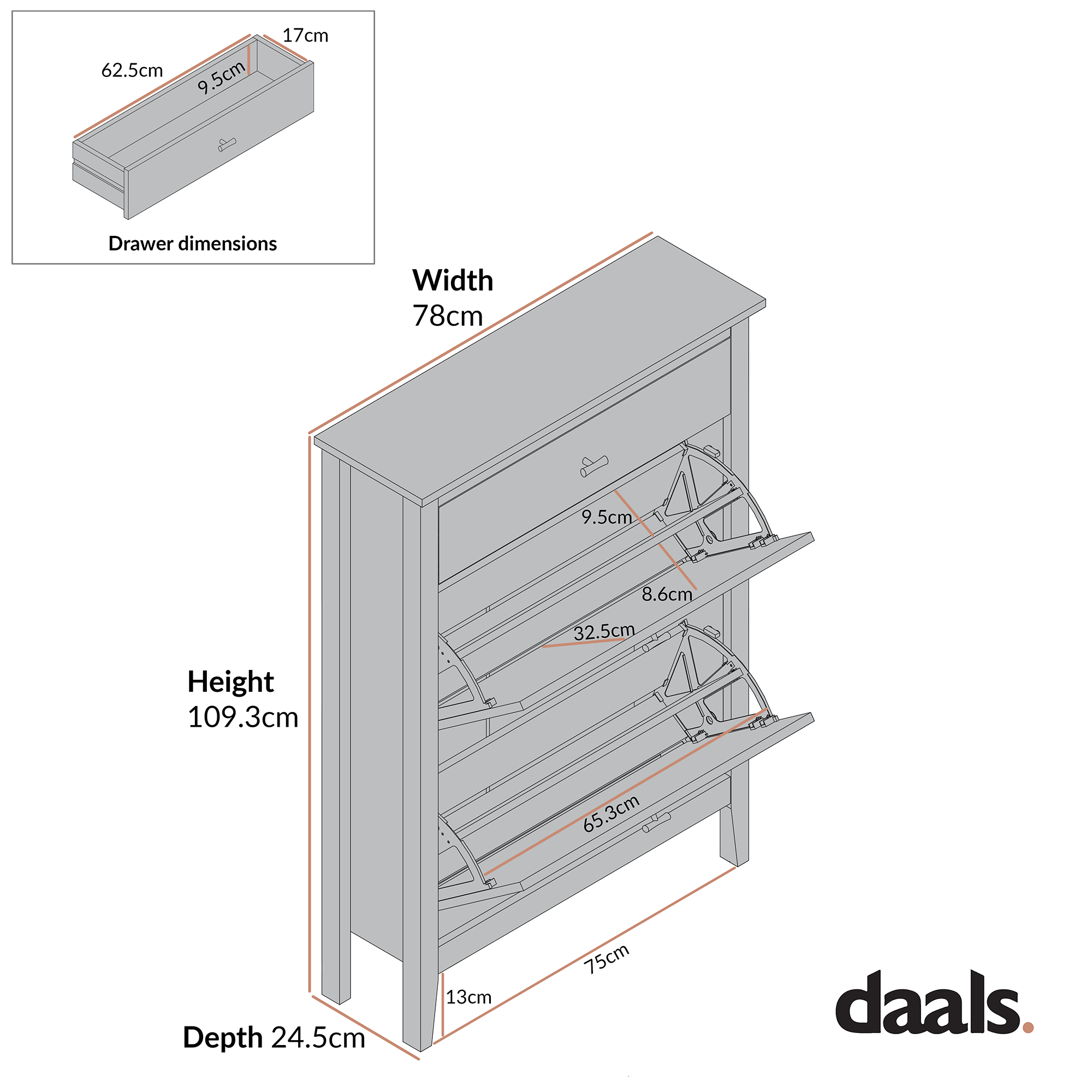 Oakham 2-Tier Shoe Cabinet with Top Drawer, Rattan Yellow