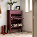Oakham 2-Tier Shoe Cabinet with Top Drawer, Wild Cherry