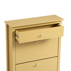 Oakham 2-Tier Shoe Cabinet with Top Drawer, Rattan Yellow