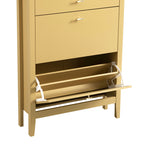 Oakham 2-Tier Shoe Cabinet with Top Drawer, Rattan Yellow