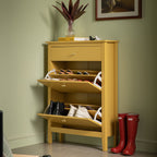 Oakham 2-Tier Shoe Cabinet with Top Drawer, Rattan Yellow