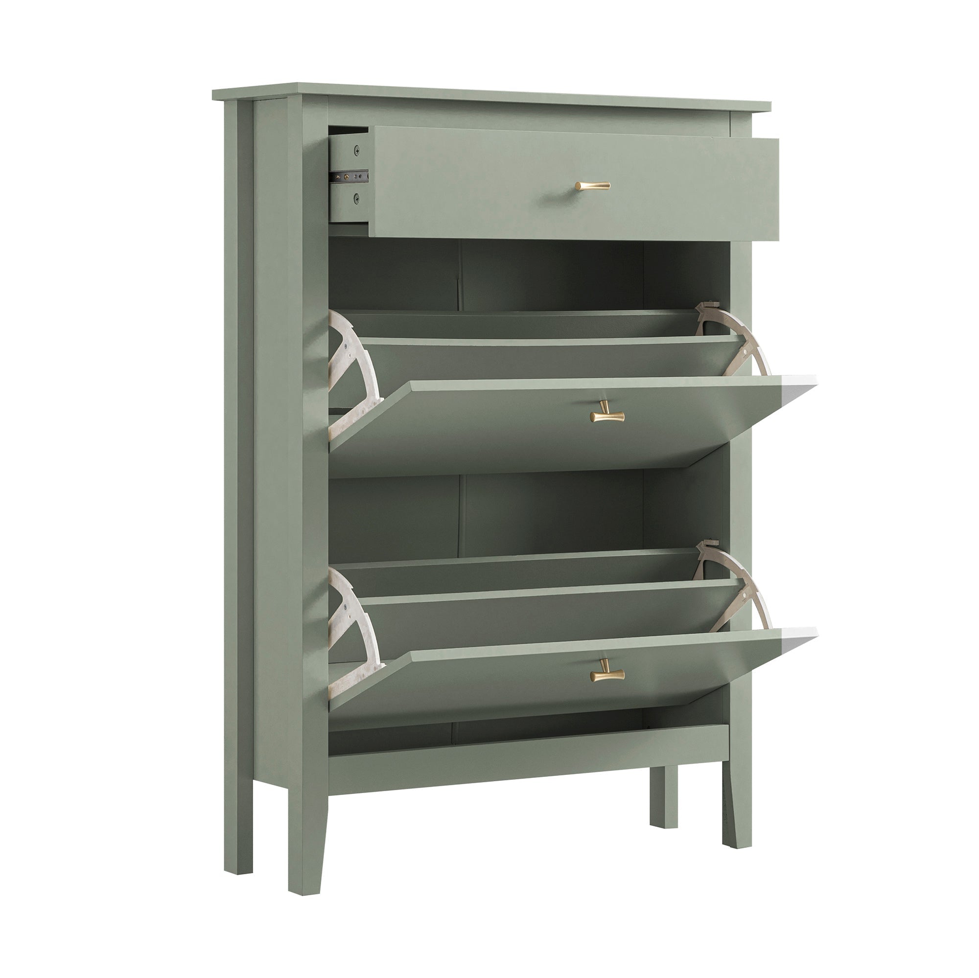 Oakham 2-Tier Shoe Cabinet with Top Drawer, Desert Sage