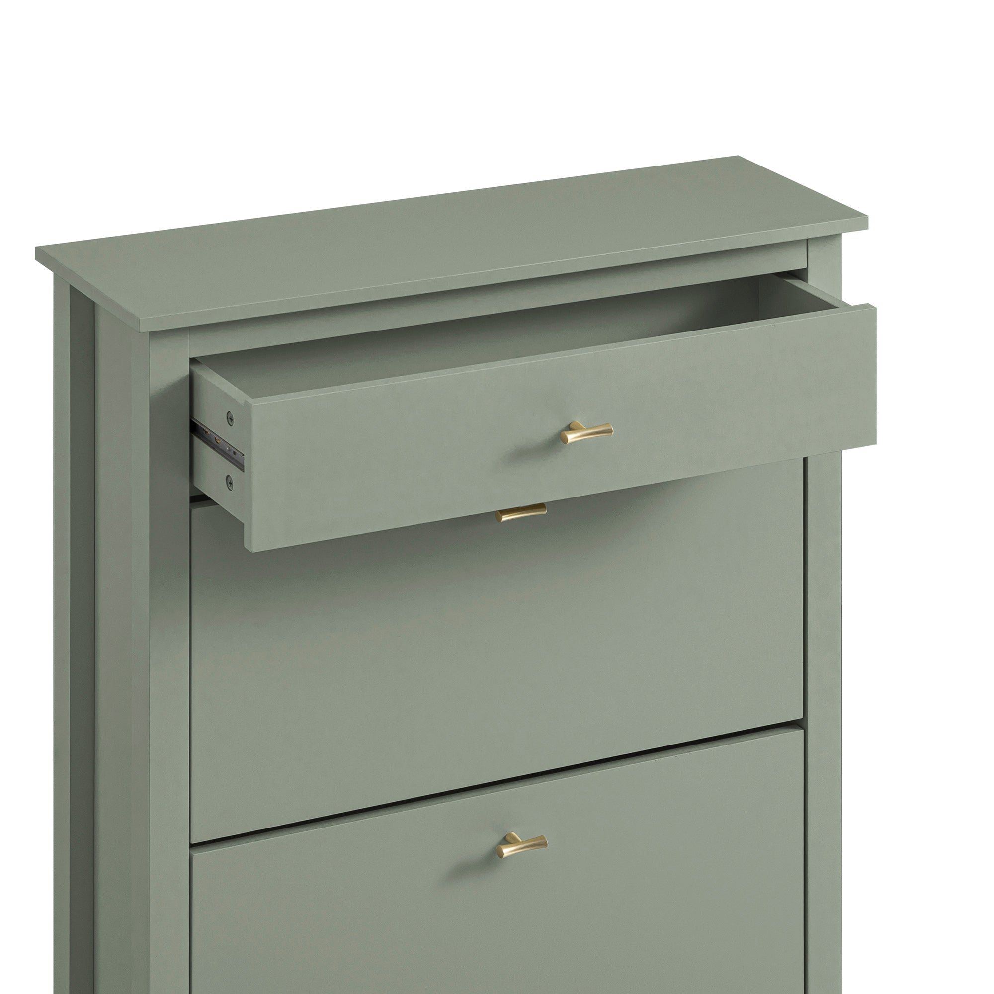 Oakham 2-Tier Shoe Cabinet with Top Drawer, Desert Sage