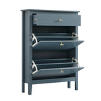 Oakham 2-Tier Shoe Cabinet with Top Drawer, Stormy Blue
