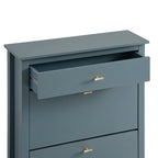 Oakham 2-Tier Shoe Cabinet with Top Drawer, Stormy Blue