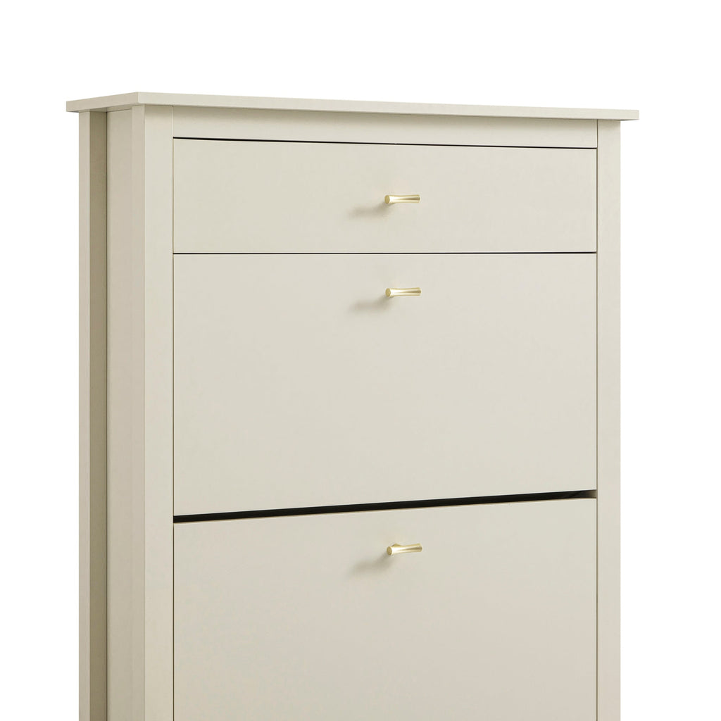 Oakham 2-Tier Shoe Cabinet with Top Drawer, Shaded White