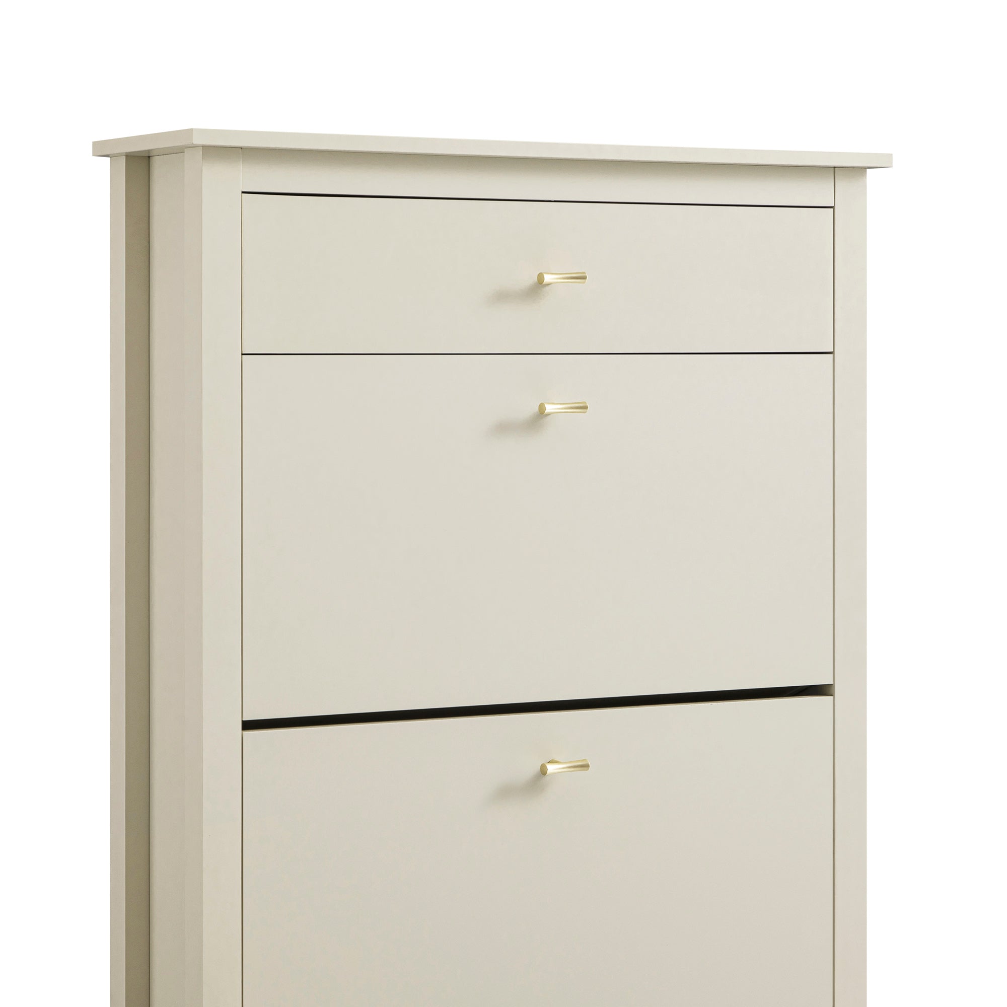 Oakham 2-Tier Shoe Cabinet with Top Drawer, Shaded White