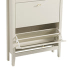Oakham 2-Tier Shoe Cabinet with Top Drawer, Shaded White