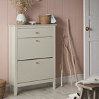 Oakham 2-Tier Shoe Cabinet with Top Drawer, Shaded White