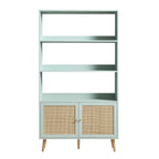 Frances Woven Rattan Bookcase with Doors, Mint